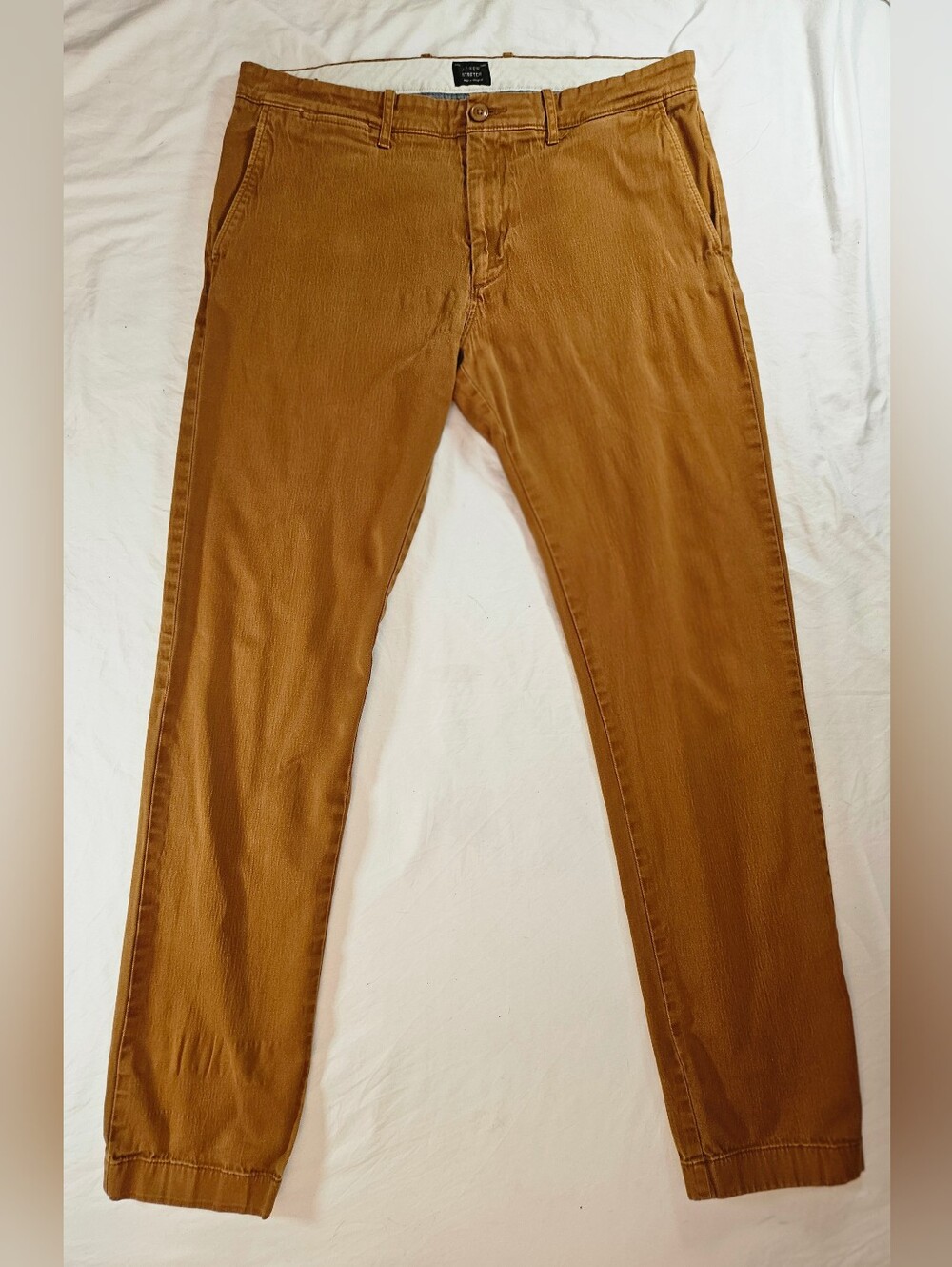 J.Crew Men Brown Slim Fit Stretch Straight Leg Button & Zip Fly Pants Size 34x34